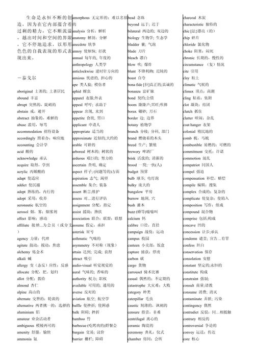 雅思考试常用单词表汇总 雅思考试常用单词表汇总